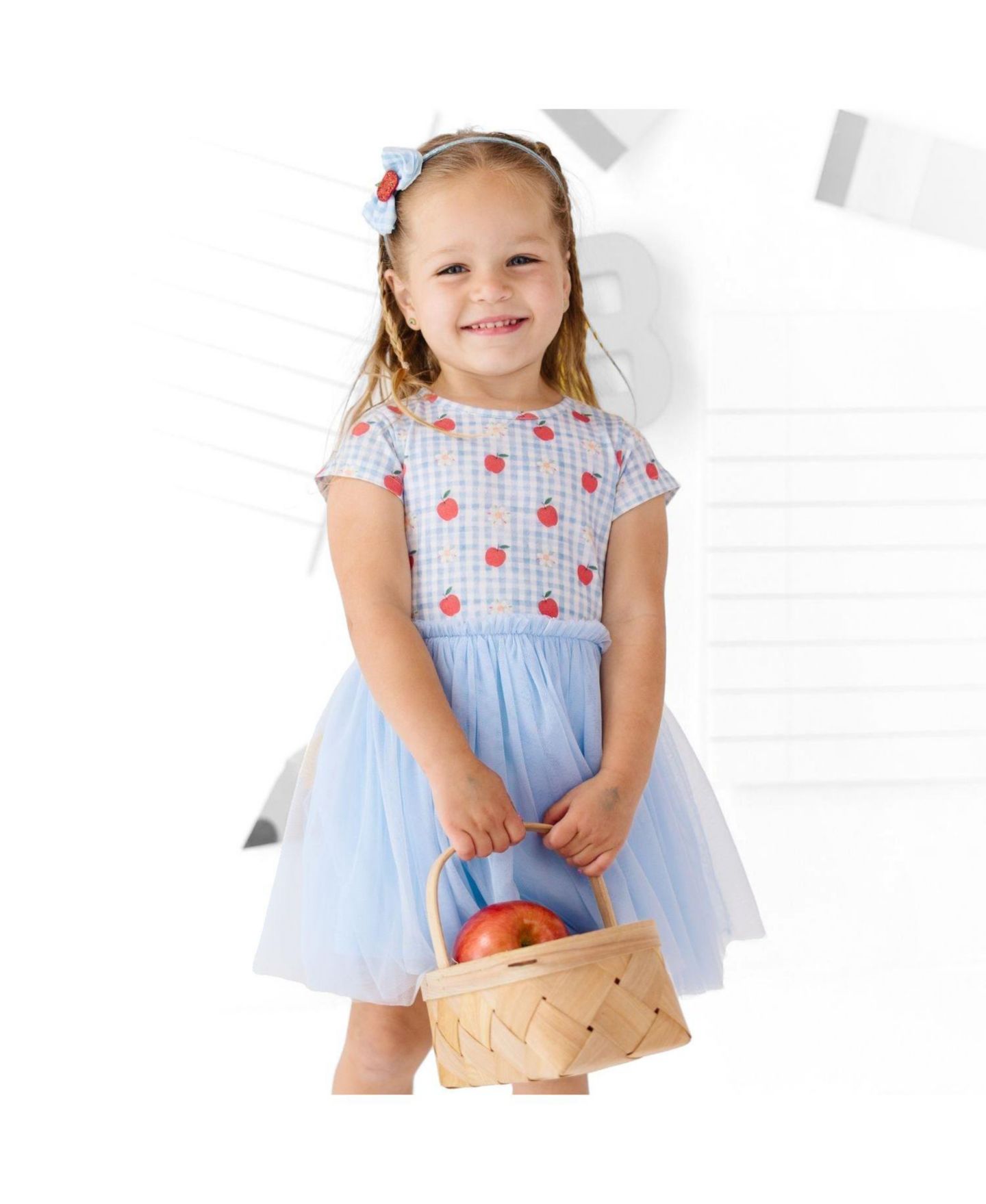 Аксессуары для волос Sweet Wink Apple Gingham Tulle Bow Headband для девочек, цвет: Синий — фото 2