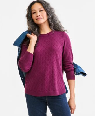 Women's Cotton Curved-Hem Sweater