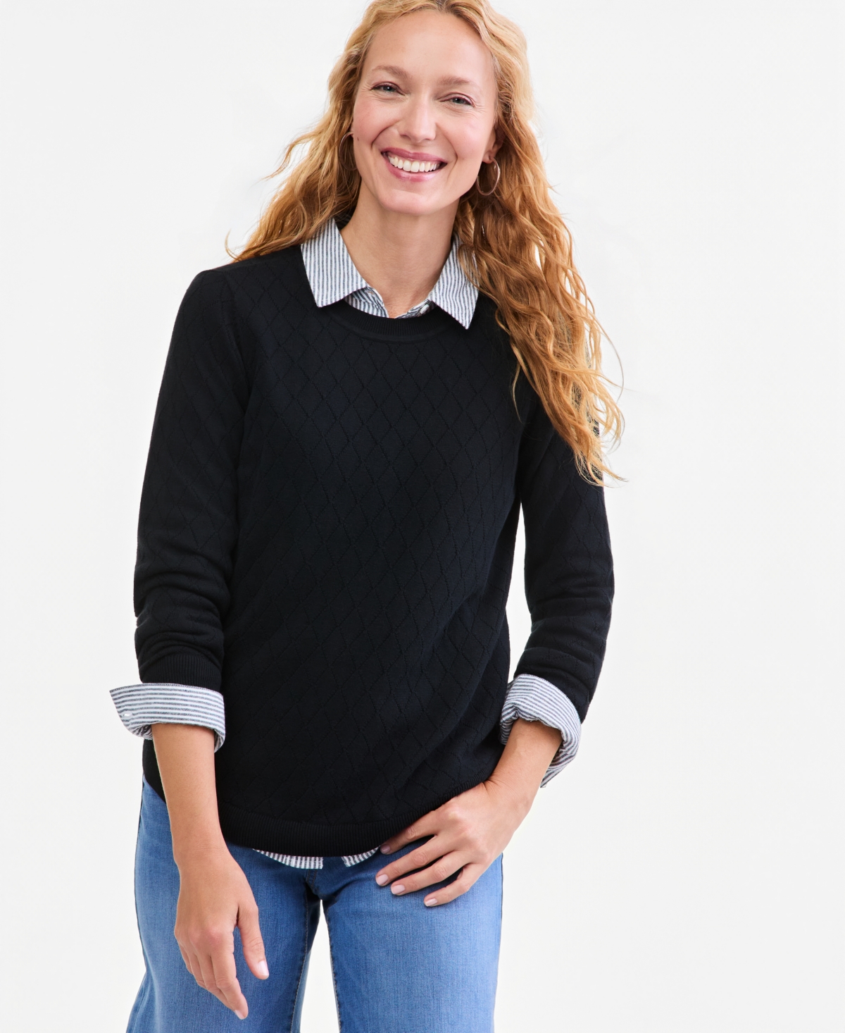 Style & Co Women's Cotton Curved-Hem Sweater, Macy's Exclusive