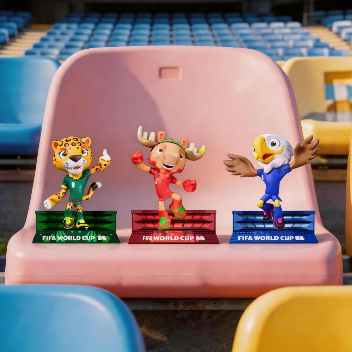 Fifa 2026 World Cup Mascot Figurine Set of 3 Collectible Toys Maple, Zayu and Clutch 6cm