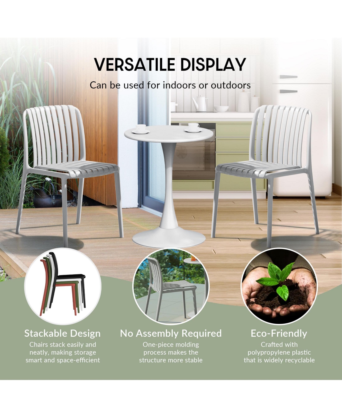7-Piece Outdoor Patio Dining Table Set With Stackable Chairs