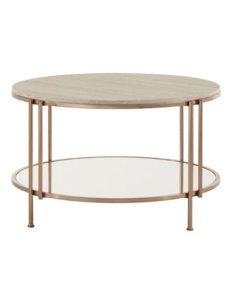 Coffee Table With Faux Marble Top and Mirror Bottom