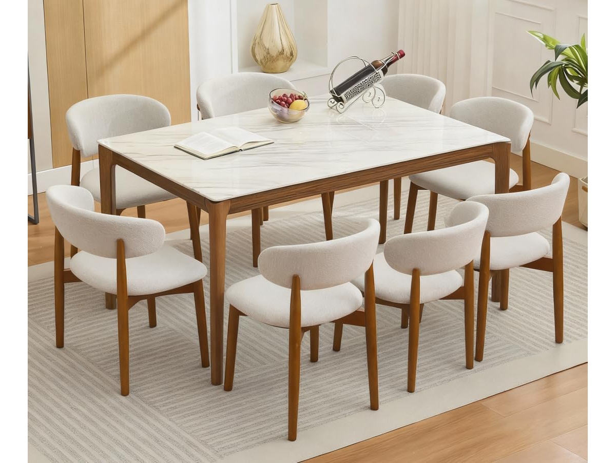 gaomon Mid Century Modern Wooden Dining Chairs Set, Fabric Upholstered Ergonomic Dining Room and Kitchen Seating