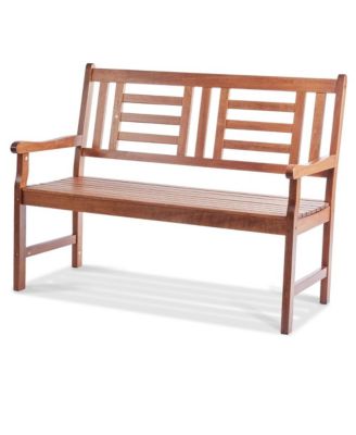 48 in Outdoor Wood Garden Bench with Backrest and Armrests, 700 lbs Load Capacity, Patio Seating