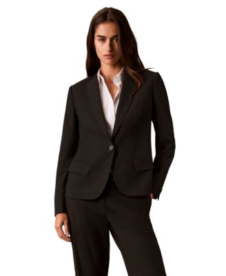 Petite One-Button Lapel Collar Jacket