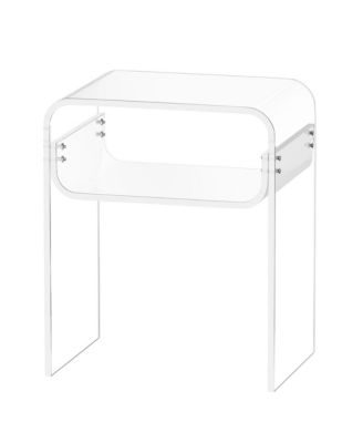 Acrylic Side Table 2 Tiers Clear Bedside Table with Storage Shelf