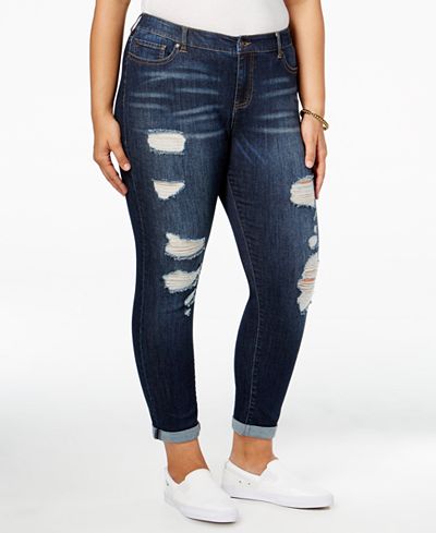 Celebrity Pink Trendy Plus Size Nostalgia Wash Ripped Jeans
