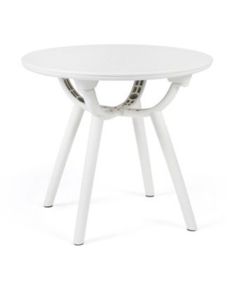 20 In Circular Outdoor End Table Weather-Resistant PP and ABS Build for Patio
