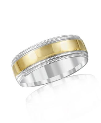 Men's Milgrain Edge Ring in 14k Gold and 14k White Gold