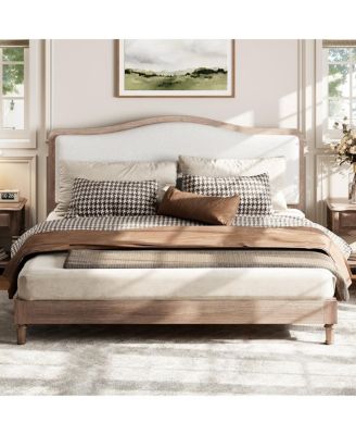 Queen Size Platform Bed with Upholstered Headboard