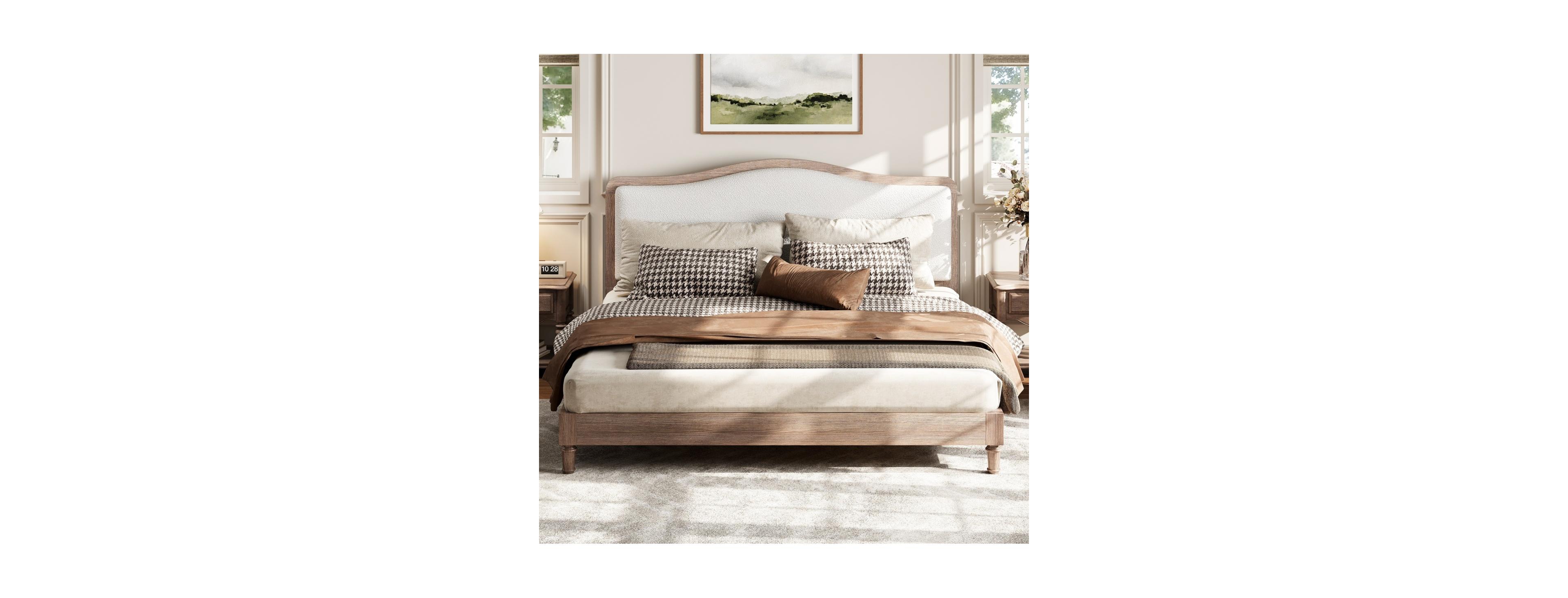 Streamdale Furniture Queen Size Platform Bed with Upholstered Headboard