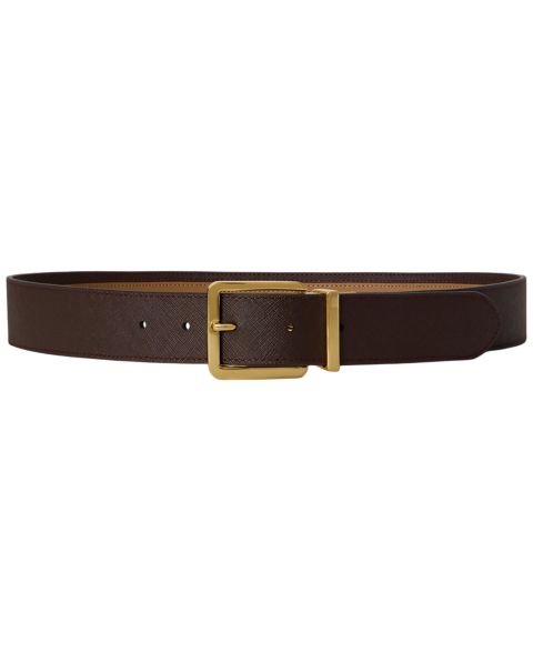 Женский ремень Lauren Ralph Lauren Two-Tone Reversible Crosshatch Leather, цвет: Верблюжий / Каштановый коричневый