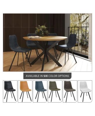 Markley Modern Leather Dining Chair With Metal Legs