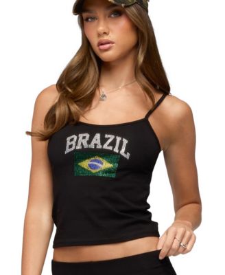 Women's Brazil Rhinestone Tank Top