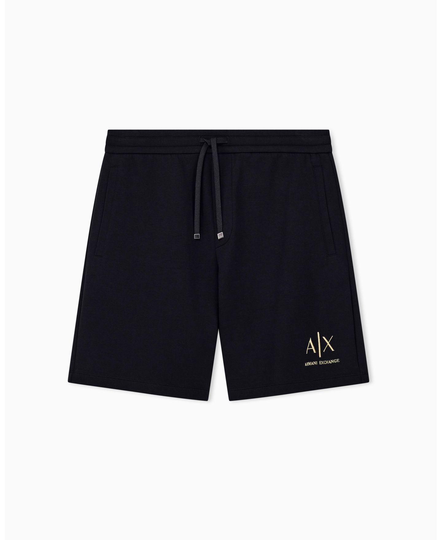 Мужские шорты A|X Armani Exchange Black And Gold Bonded Cotton Short, цвет: Чёрный — фото 2