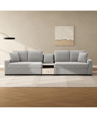Modern 127.9'' Modular Sofa with Storage Armrest and Console