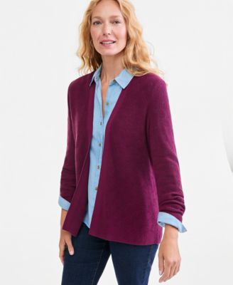 Women's Textured Open-Front Cardigan