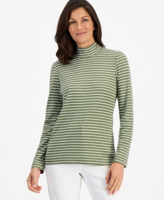 Women's Printed Mock-Neck Long-Sleeve Tee
