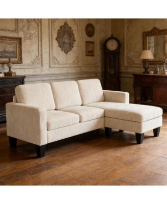 72.8" L-Shaped Corduroy Sofa Premium Modular Couch Sofa, Soft Seating