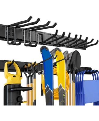 Garden Tool Organizer Wall Mount Rack System with Adjustable Hooks