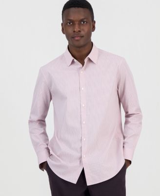 Men's Textured-Stripe Cotton Poplin Shirt, Macy's Exclusive