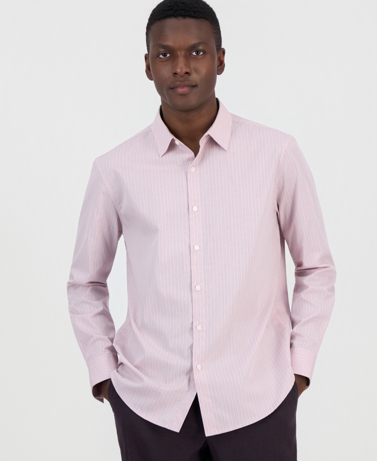 Alfani Men's Textured-Stripe Cotton Poplin Shirt, Macy's Exclusive