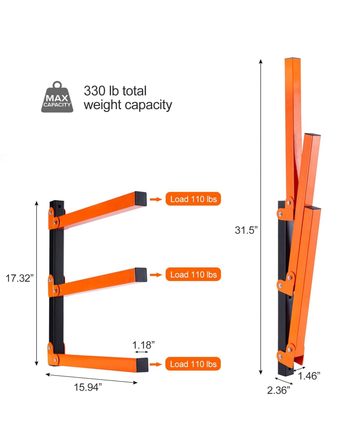 Xdovet Wall Mount Wood Organizer Rack Casual 3-Level