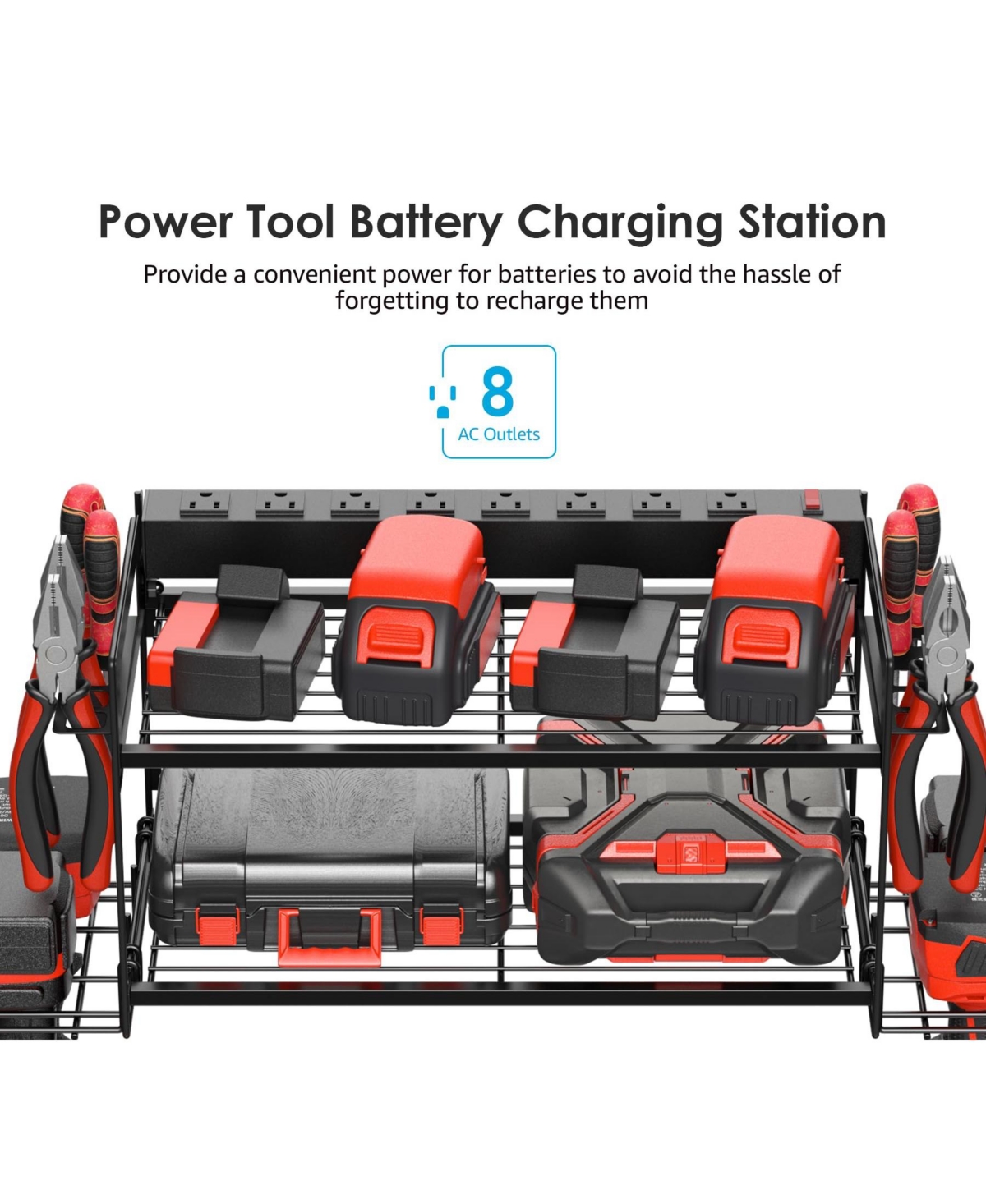 Xdovet Charging Station Tool Organizer Wall Mount Rack 2 Layer
