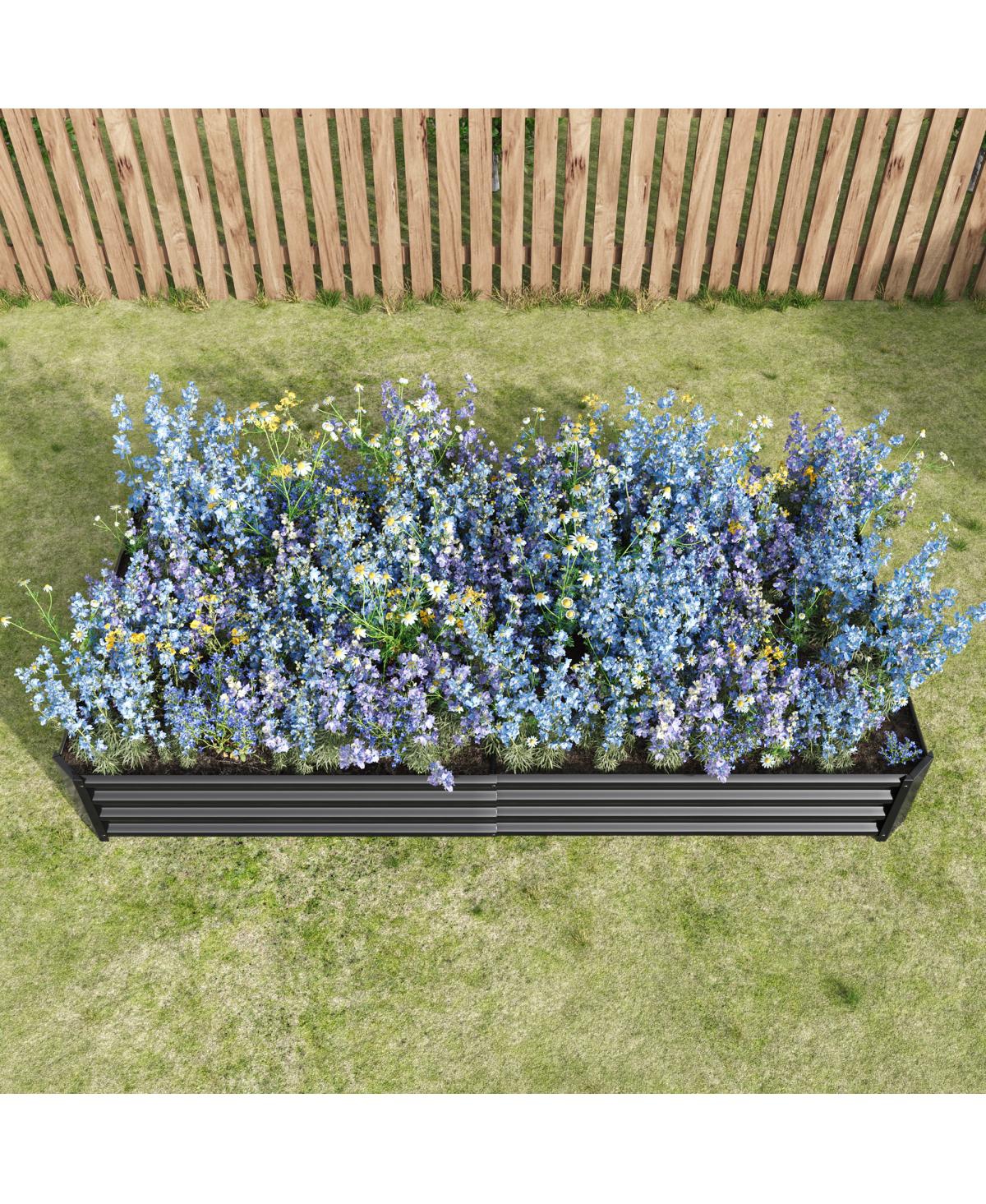 Streamdale Furniture 2Piece 8x4x1ft Metal Raised Rectangle Garden Planter Beds