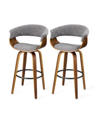 Mid-Century Modern Fabric Swivel Bar Stool, Set of 2