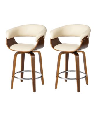 Mid-century Modern Leatherette Swivel Counter Stool, Set of 2