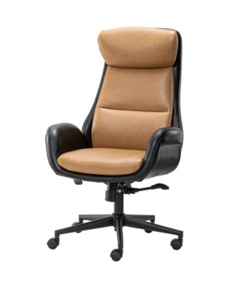 Mid-Century Modern 47.75" Leatherette High Back Office Chair