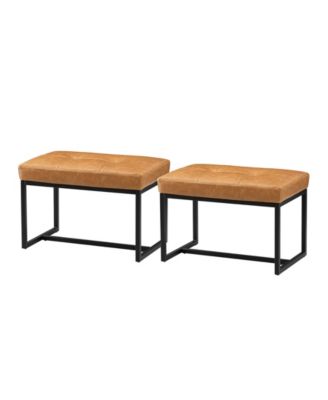 Modern Thick Leatherette Accent Stool, Set of 2