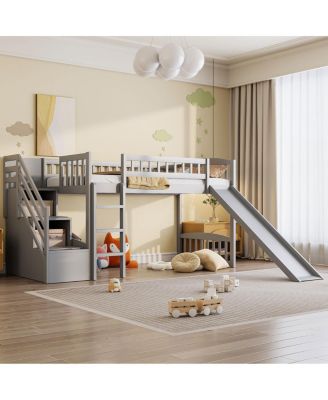 Stairway Twin Size Loft Bed with Two Drawers