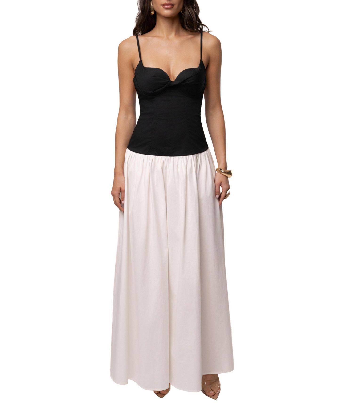 Женское платье JLUXLABEL Forever Flare Maxi, цвет: Чёрный / Белый — фото 11