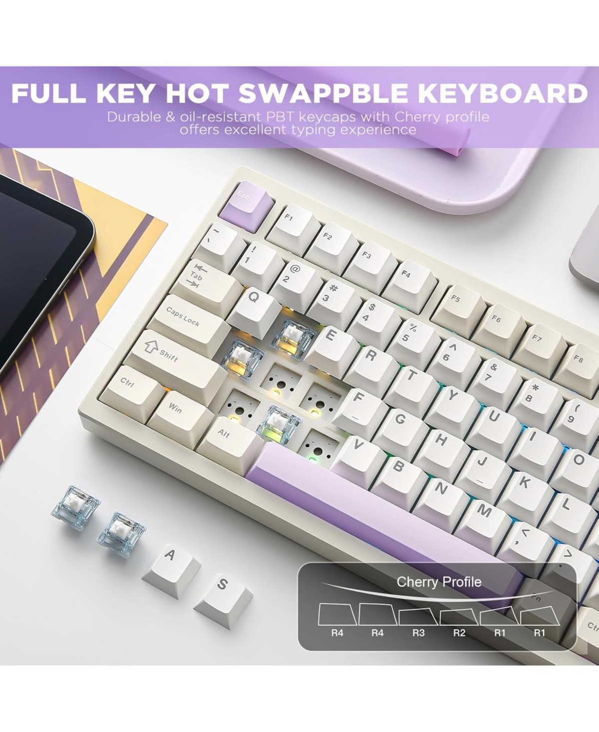 Lamicall AL80 75% Full Aluminum Lcd Display Tri-Mode Gaming Keyboard