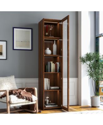 5-Shelf Curio Display Cabinet with Acrylic Doors and LED Lights