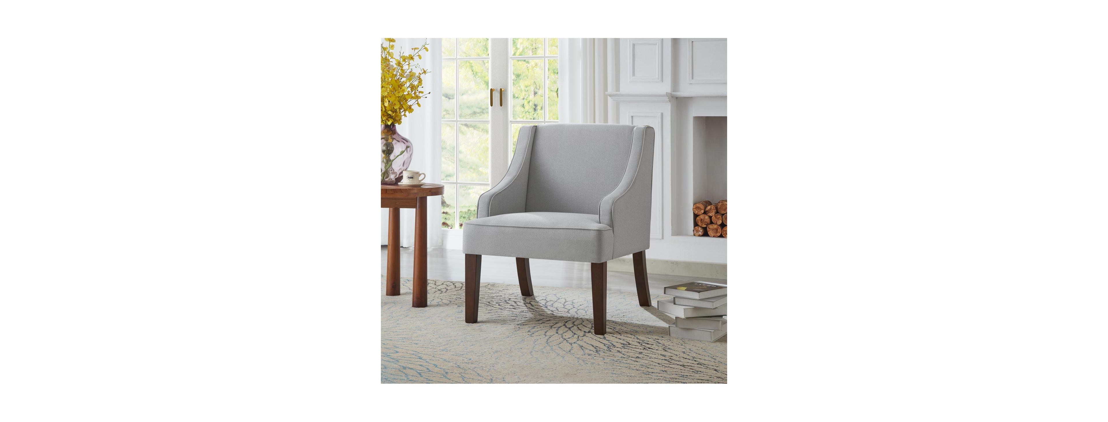 Streamdale Furniture Mid-Century Modern Upholstered Fabric Accent Chair with Solid Wood Legs