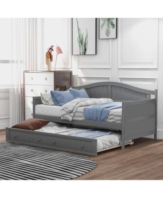 Wooden Daybed with Trundle Bed Sofa Bed for Bedroom Living Room