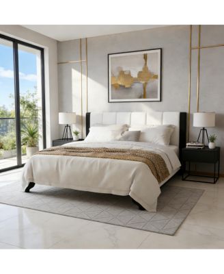 Modern Pine and Manufactured Wood Bed Frame