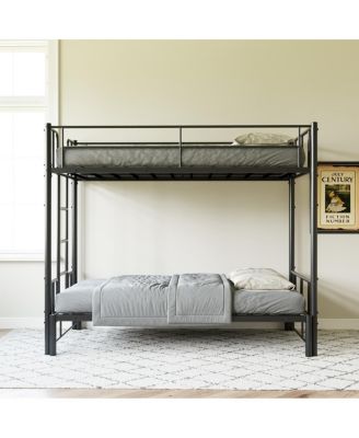 Twin Size Metal Pull-Out Bunk Bed with Guardrail and Ladder