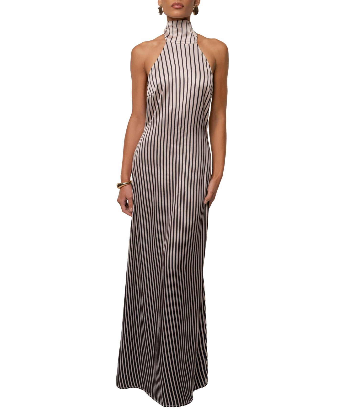 Женское платье JLUXLABEL Gleam Striped Maxi, цвет: Слоновая кость — фото 9