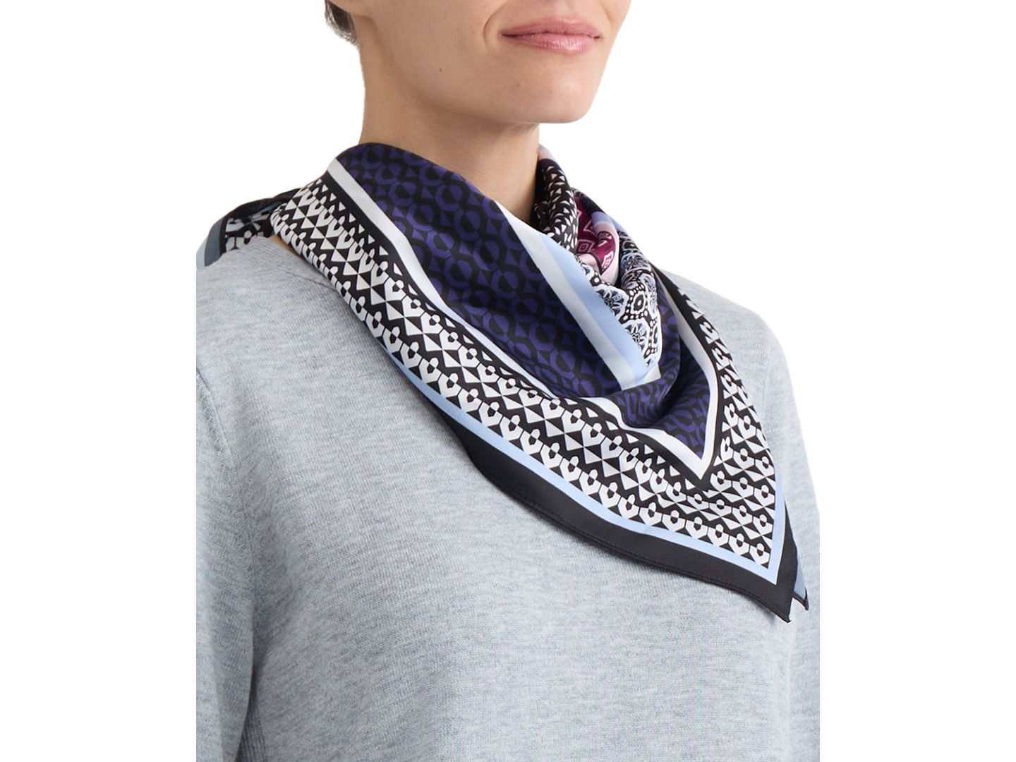 Женская футболка Jones New York Accent Rib Knit Scarf, цвет: Светлый меланжевый серый — фото 3