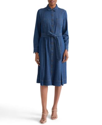 Women's Button-Up Cotton Shirt Dress