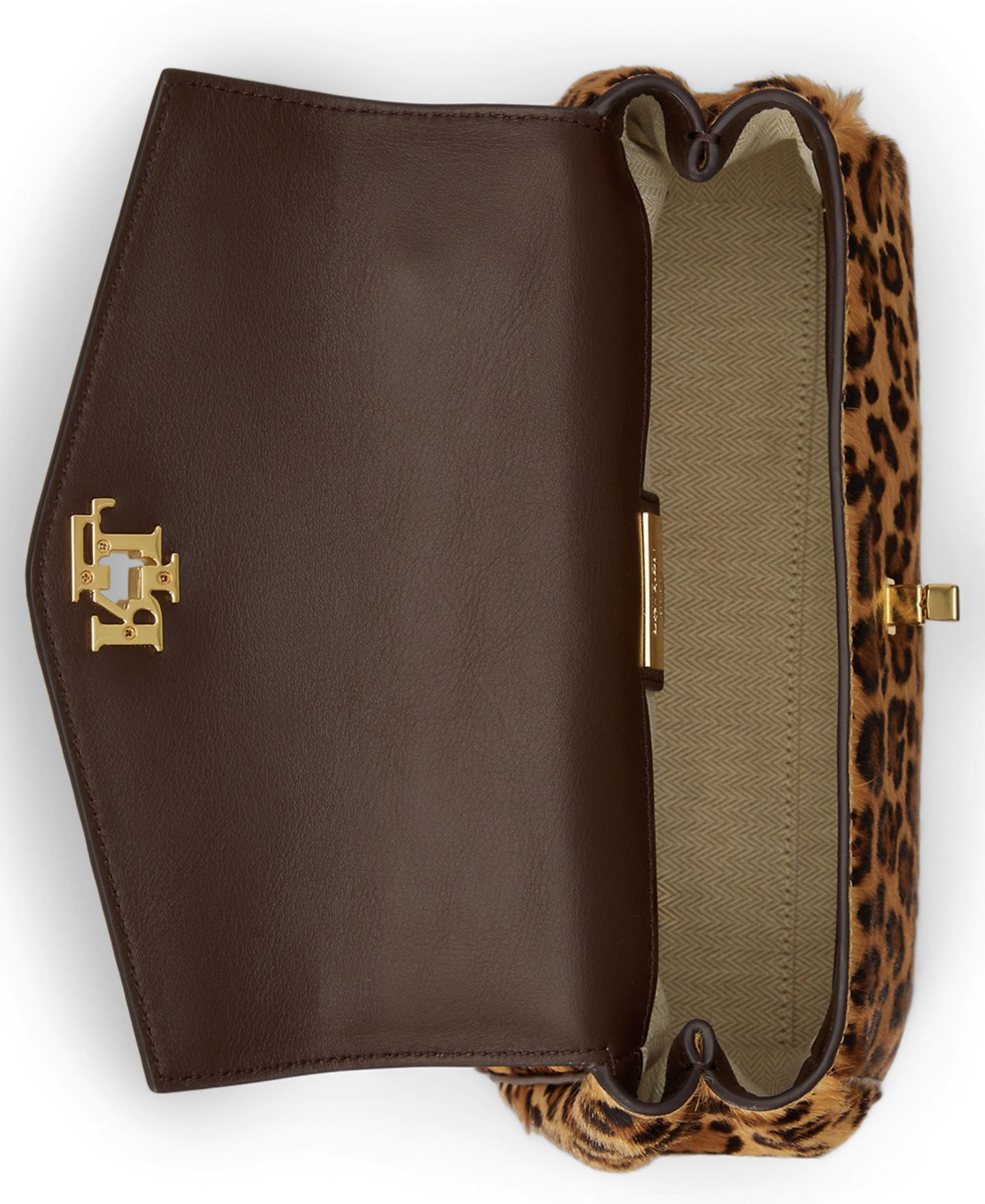 Женская сумка Lauren Ralph Lauren Farrah Leopard Print Small Soft Satchel, цвет: Леопардовый / Каштановый коричневый — фото 6