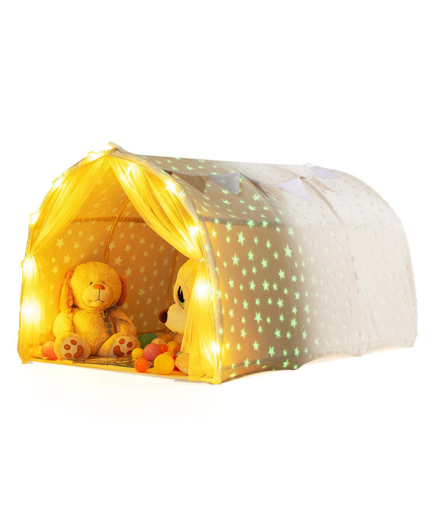 Детская игрушка Slickblue Dream Glow-in-the-Dark Stars Twin Bunk Bed Tent Canopy, Ages 3+, цвет: Бежевый — фото 4