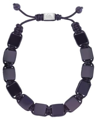 Men's Platinum-Plated Steel Onyx Adjustable Bracelet