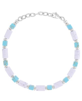 Men's Platinum-Plated Turquoise Marble Bracelet