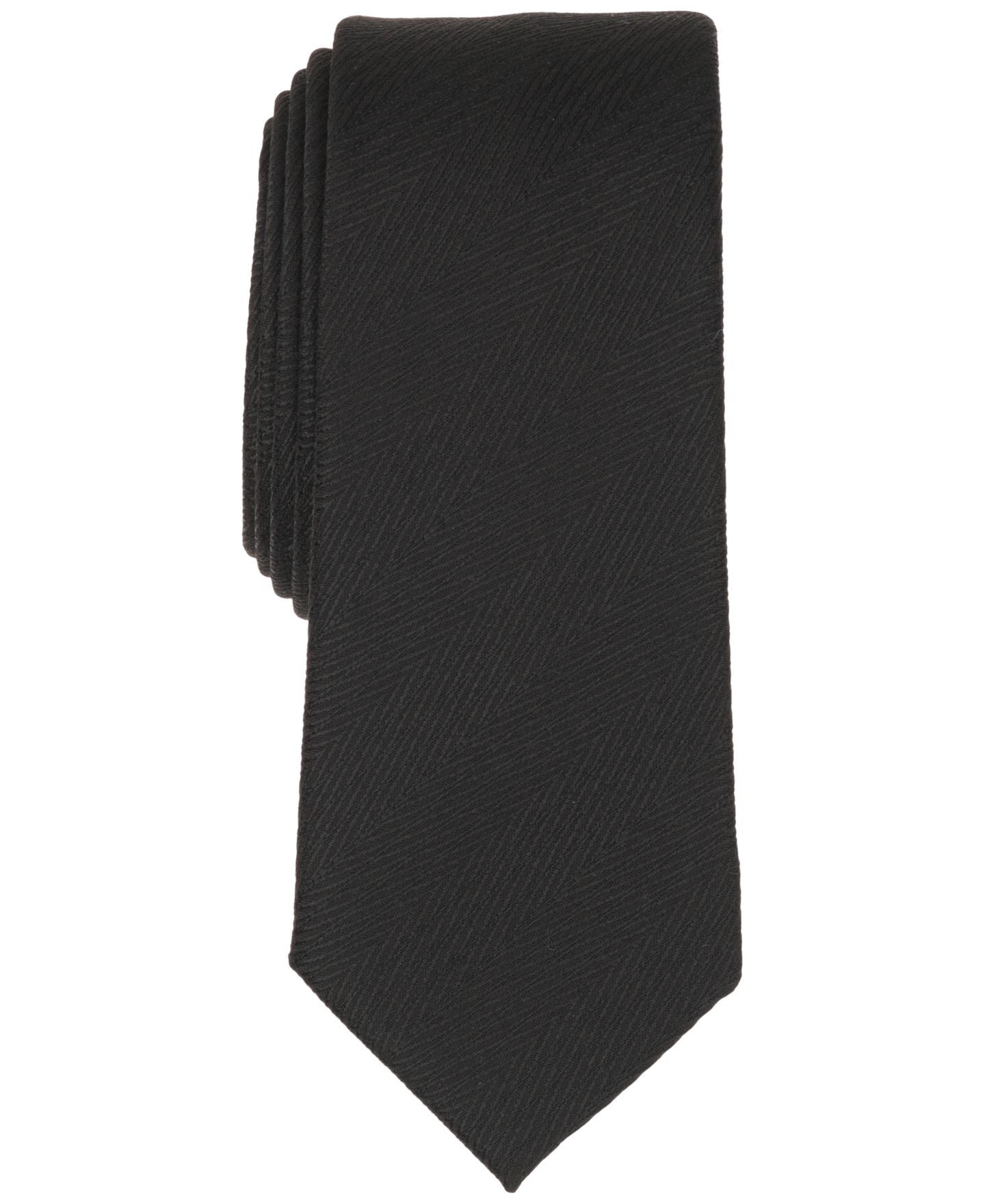 Мужской галстук Alfani Atlas Chevron Solid Slim Tie, цвет: Чёрный — фото 1