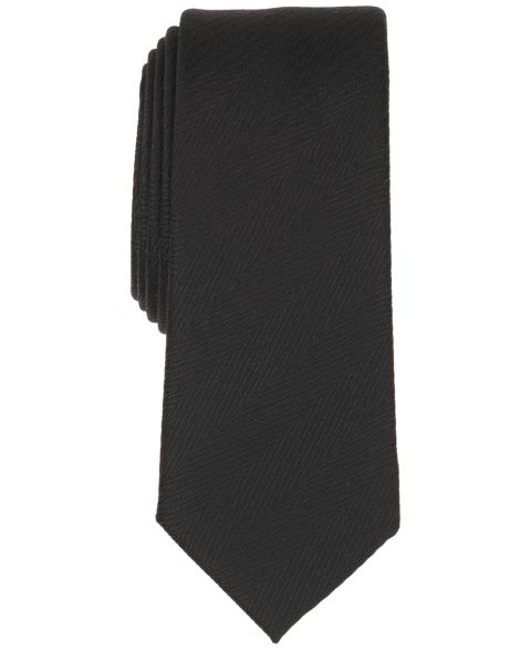 Мужской галстук Alfani Atlas Chevron Solid Slim Tie, цвет: Чёрный